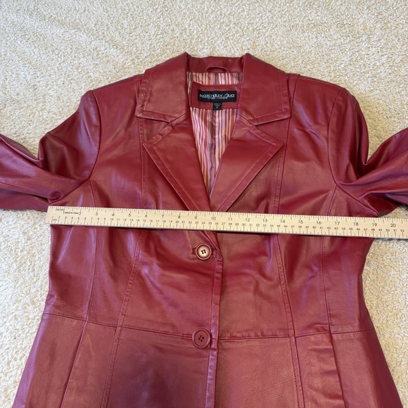 Vintage 90s Monterey Bay Red Genuine Leather Blazer Size 10 - Picture 4 of 9